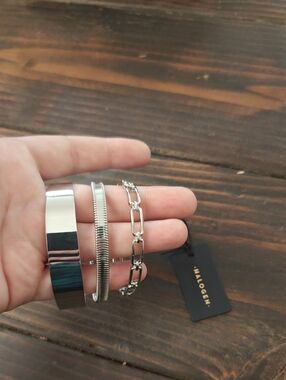 Halogen Polished Silver-Tone 3-Piece Bracelet Stack AA22 6792